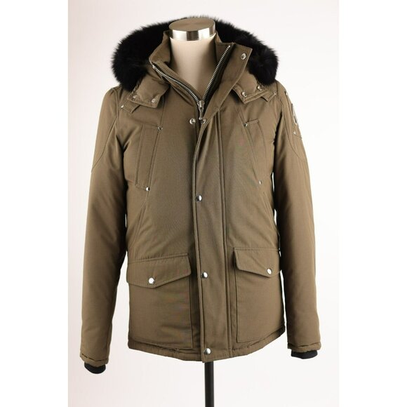 $1,450 Moose Knuckles Down Jacket w/ Fur Hood SZ S Army Green